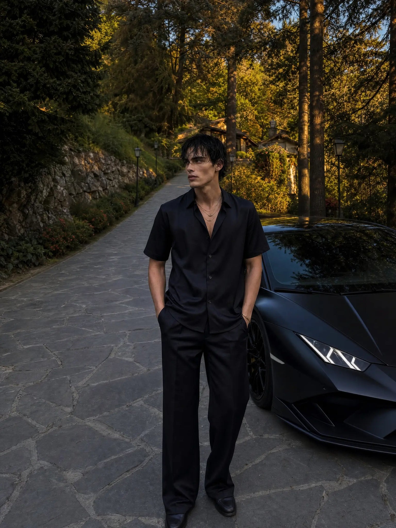 NOCTURNE HALF SHIRT_BLUE BLACK ARCHENIS